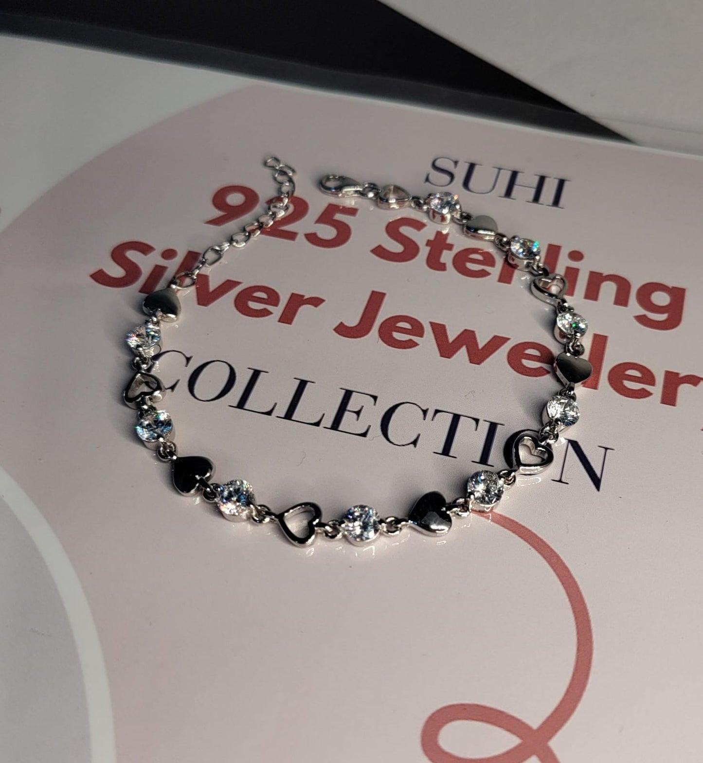 Silver Heart Stone Fusion Bracelet