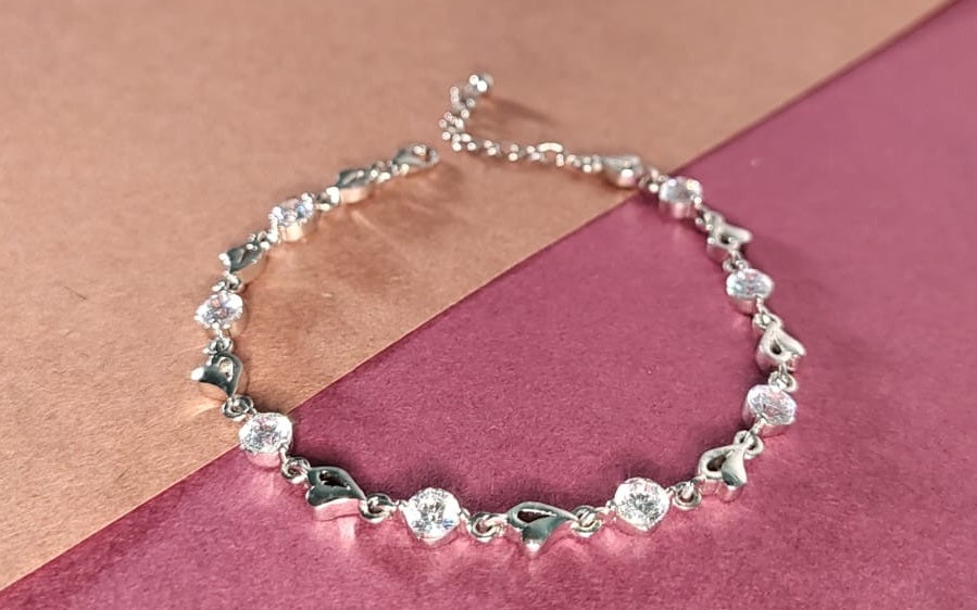Silver Heart & Gems Harmony Bracelet