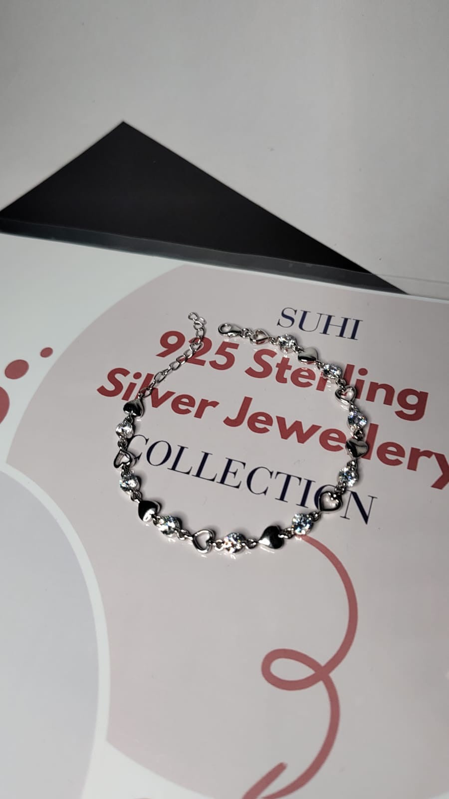 Silver Heart Stone Fusion Bracelet