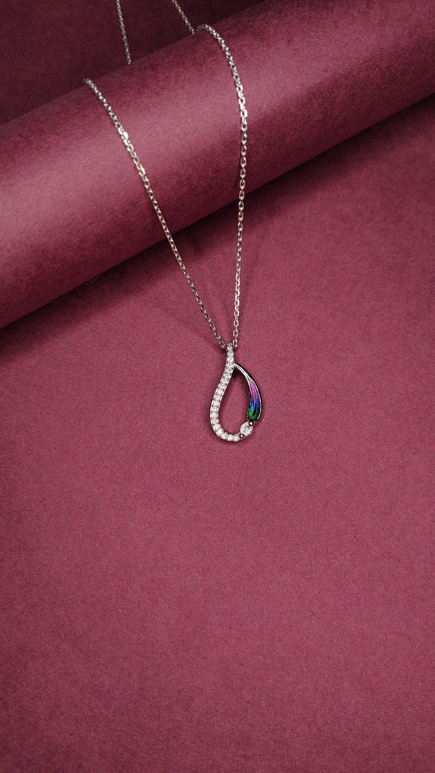 925 Silver Pendant Peacock Blue Stone Pendant
