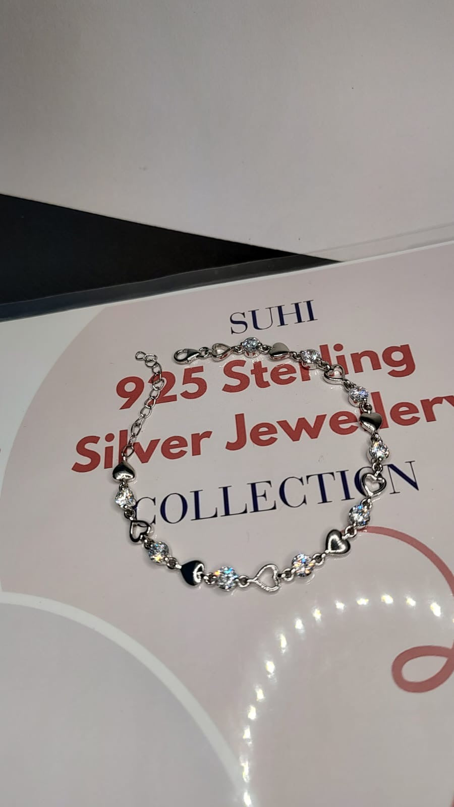 Silver Heart Stone Fusion Bracelet