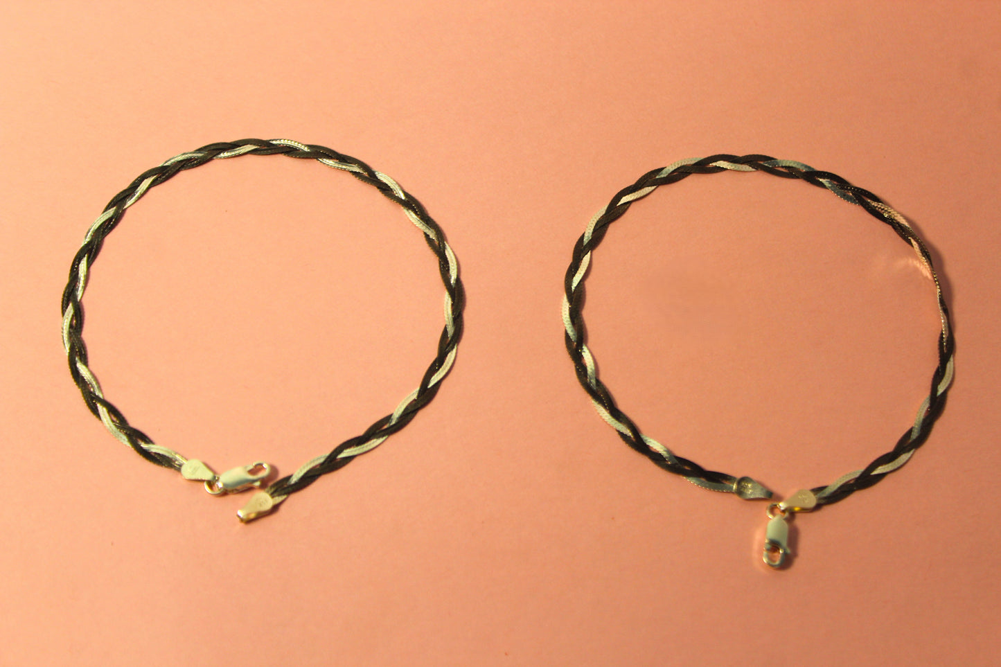 Black & White Silver Anklet