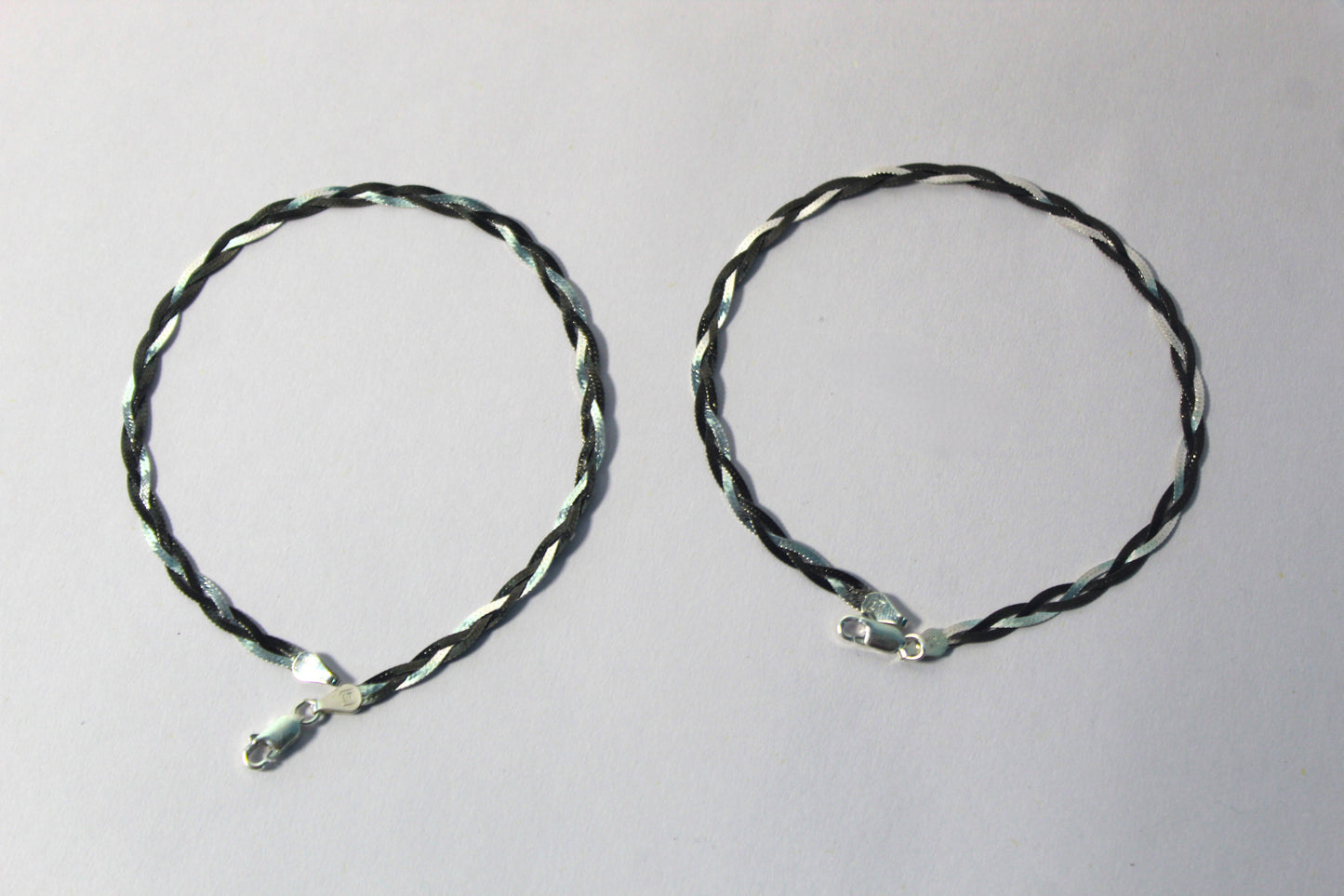 Black & White Silver Anklet
