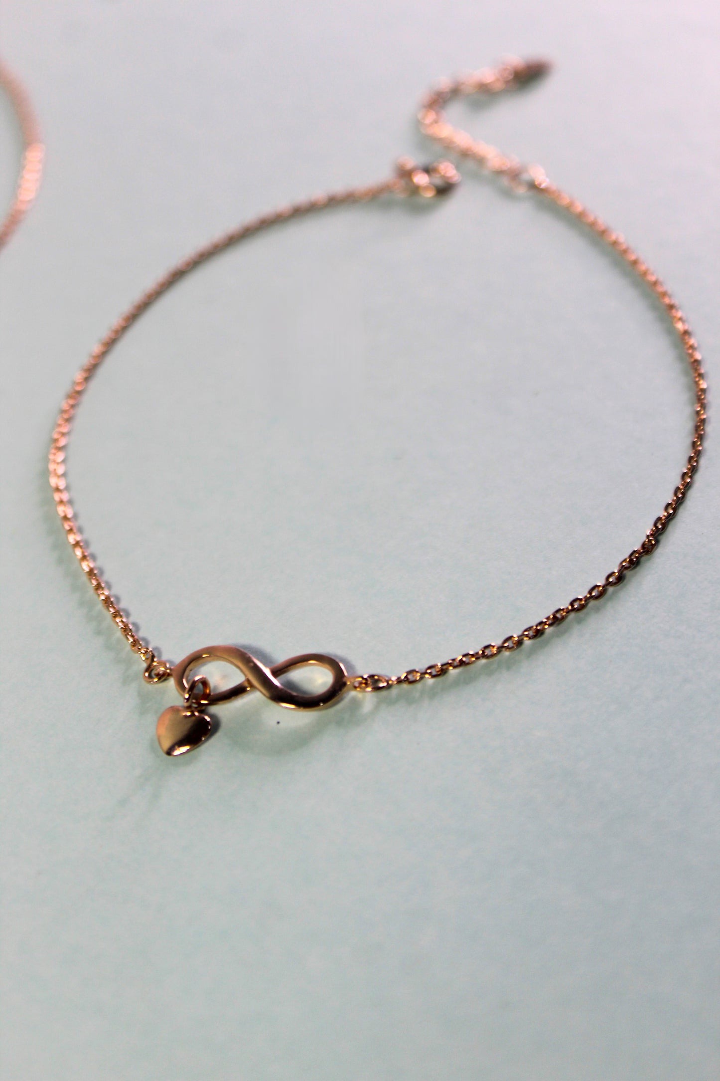 925 Silver Rose Gold Infinity Anklet