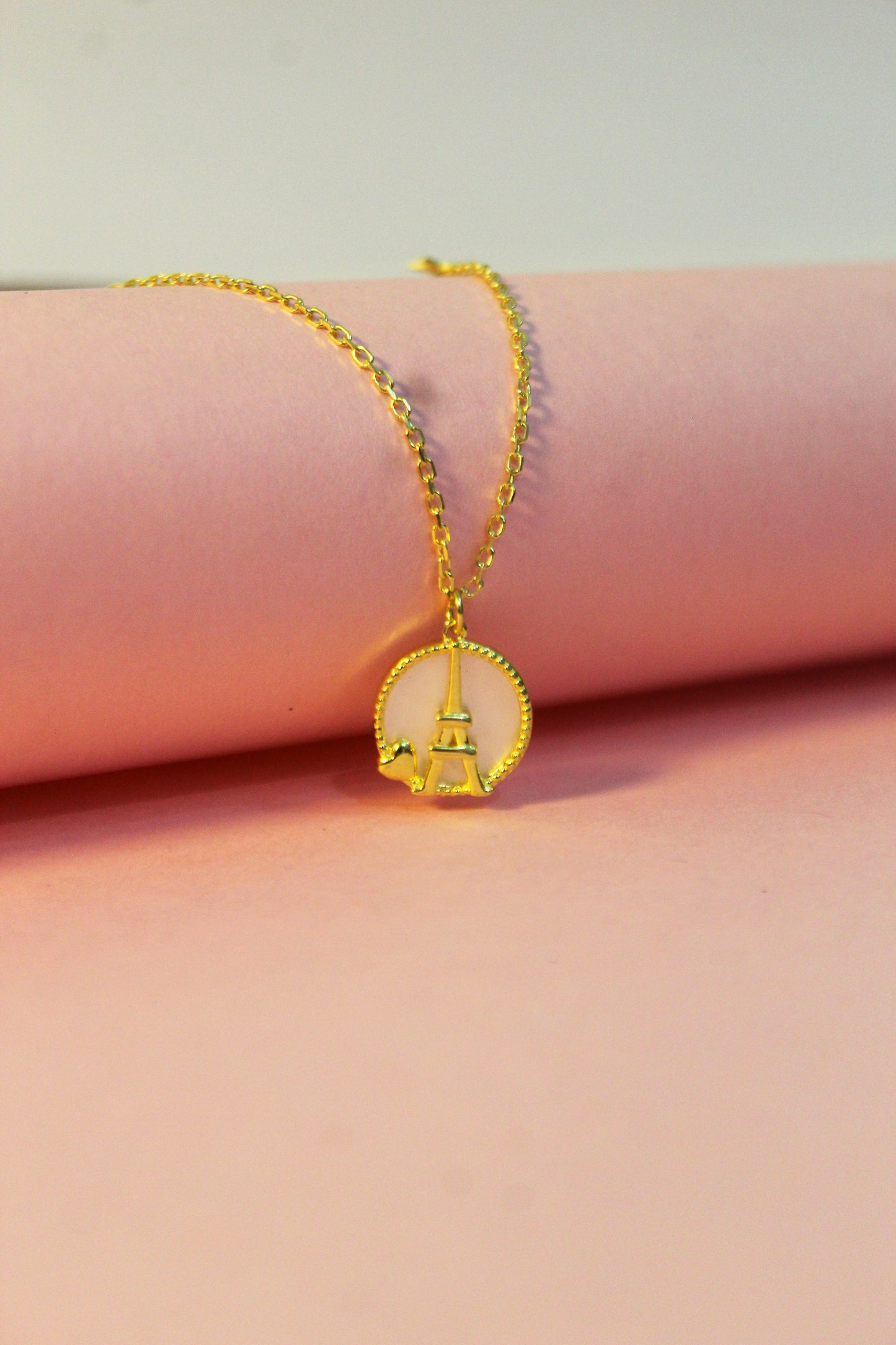 925 Silver Golden Eiffel Tower Pendant