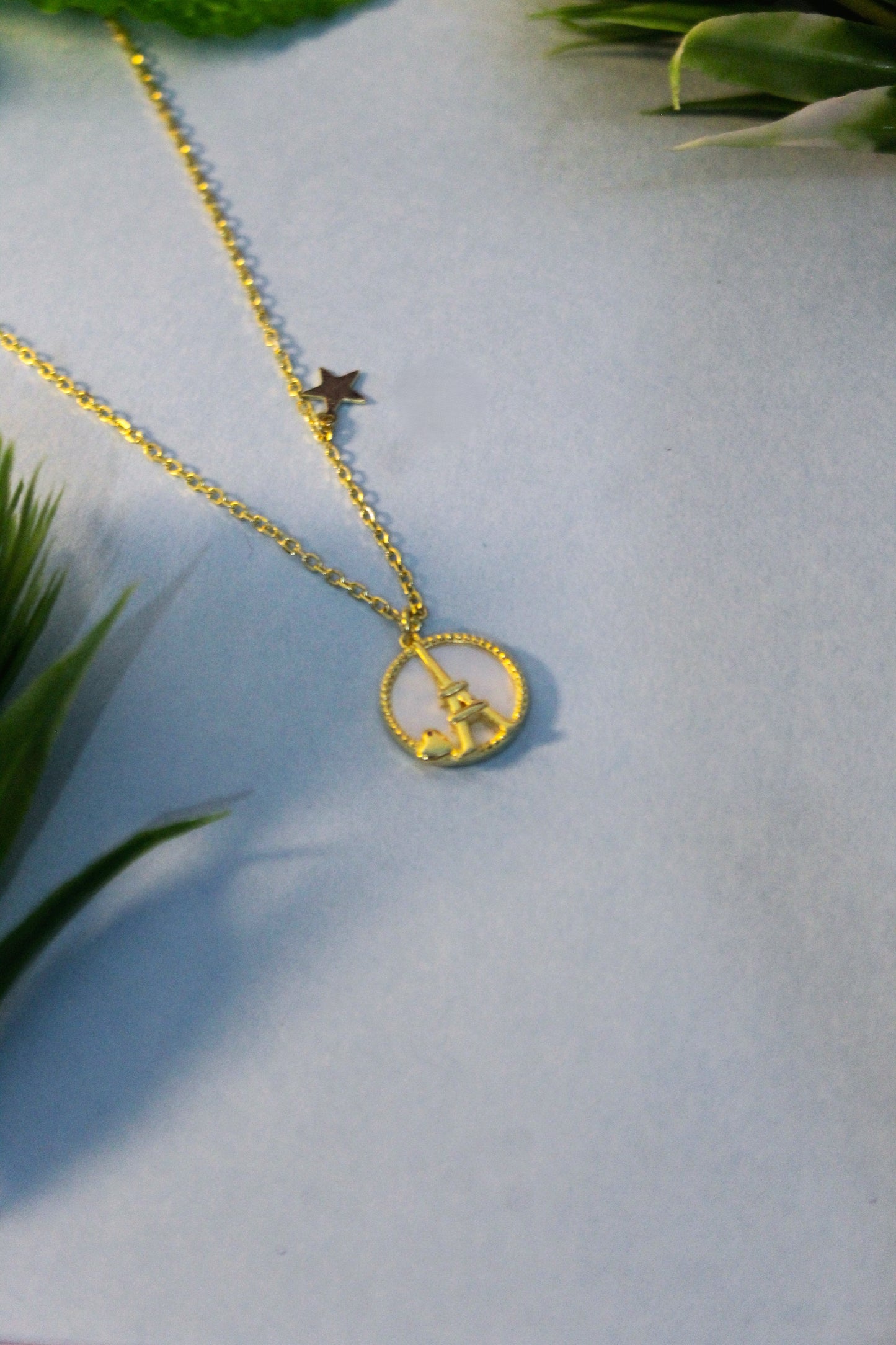 925 Silver Golden Eiffel Tower Pendant