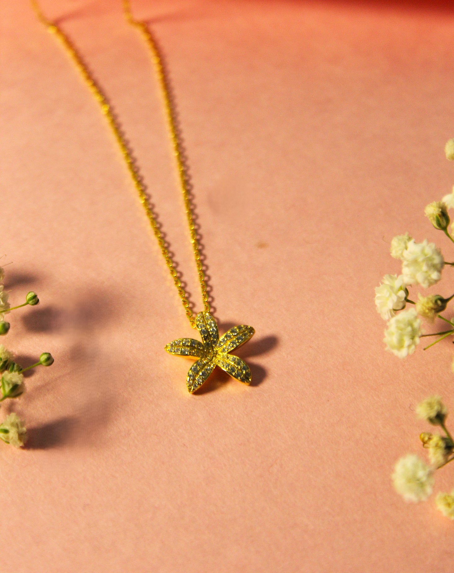 925 Silver golden Flower pendant
