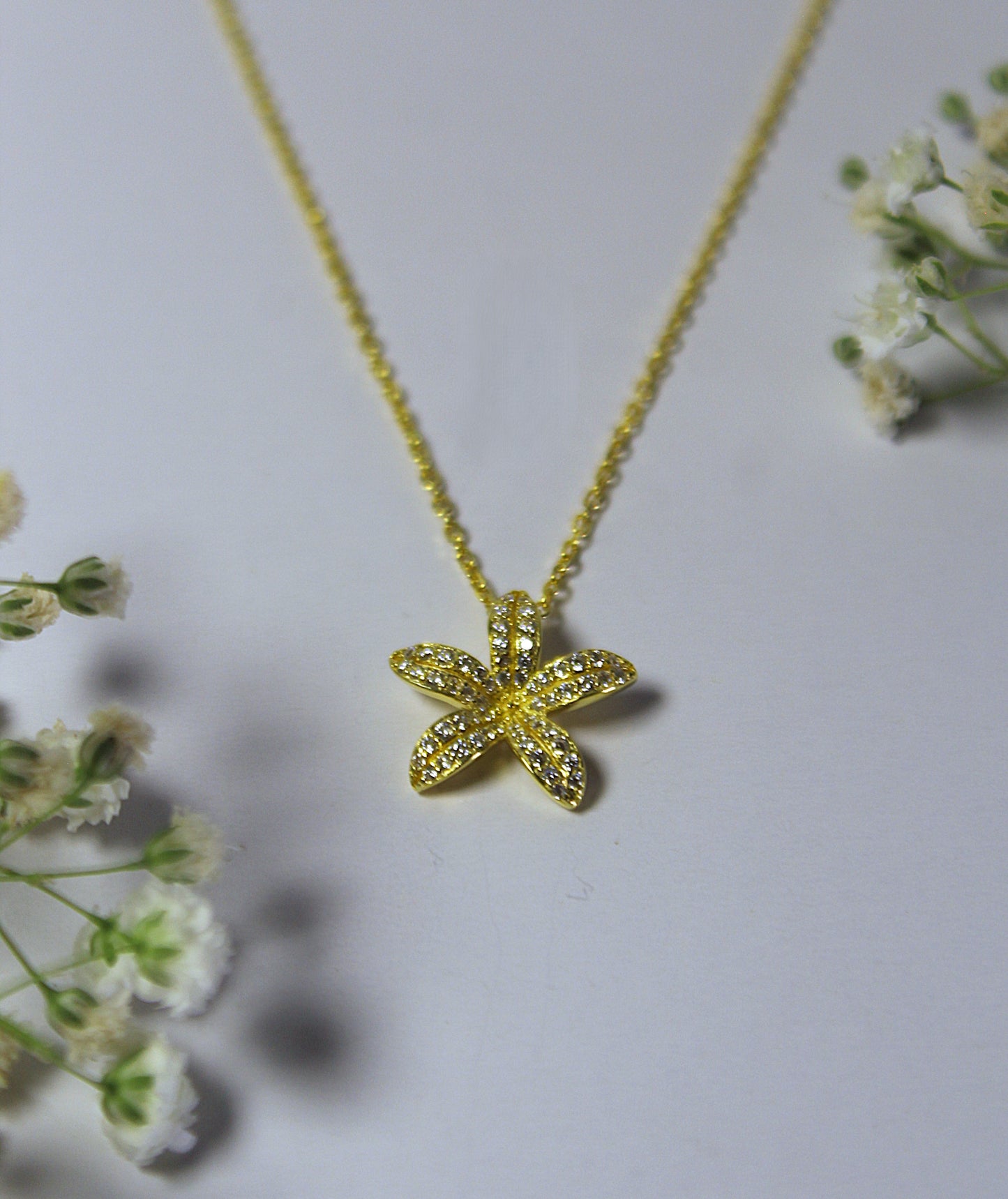 925 Silver golden Flower pendant
