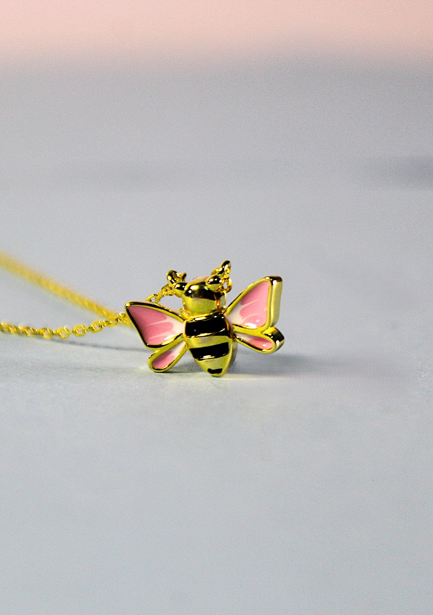 Golden Pink Butterfly Pendant