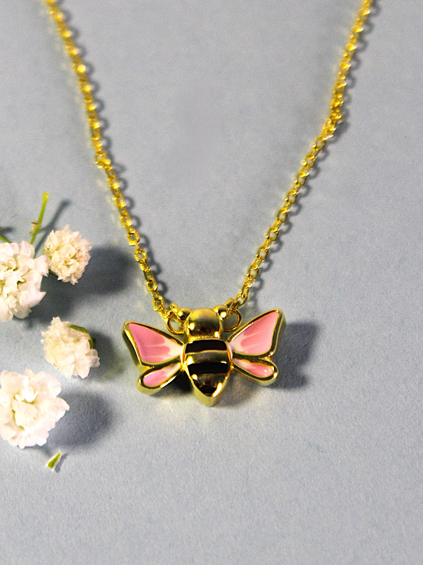 Golden Pink Butterfly Pendant