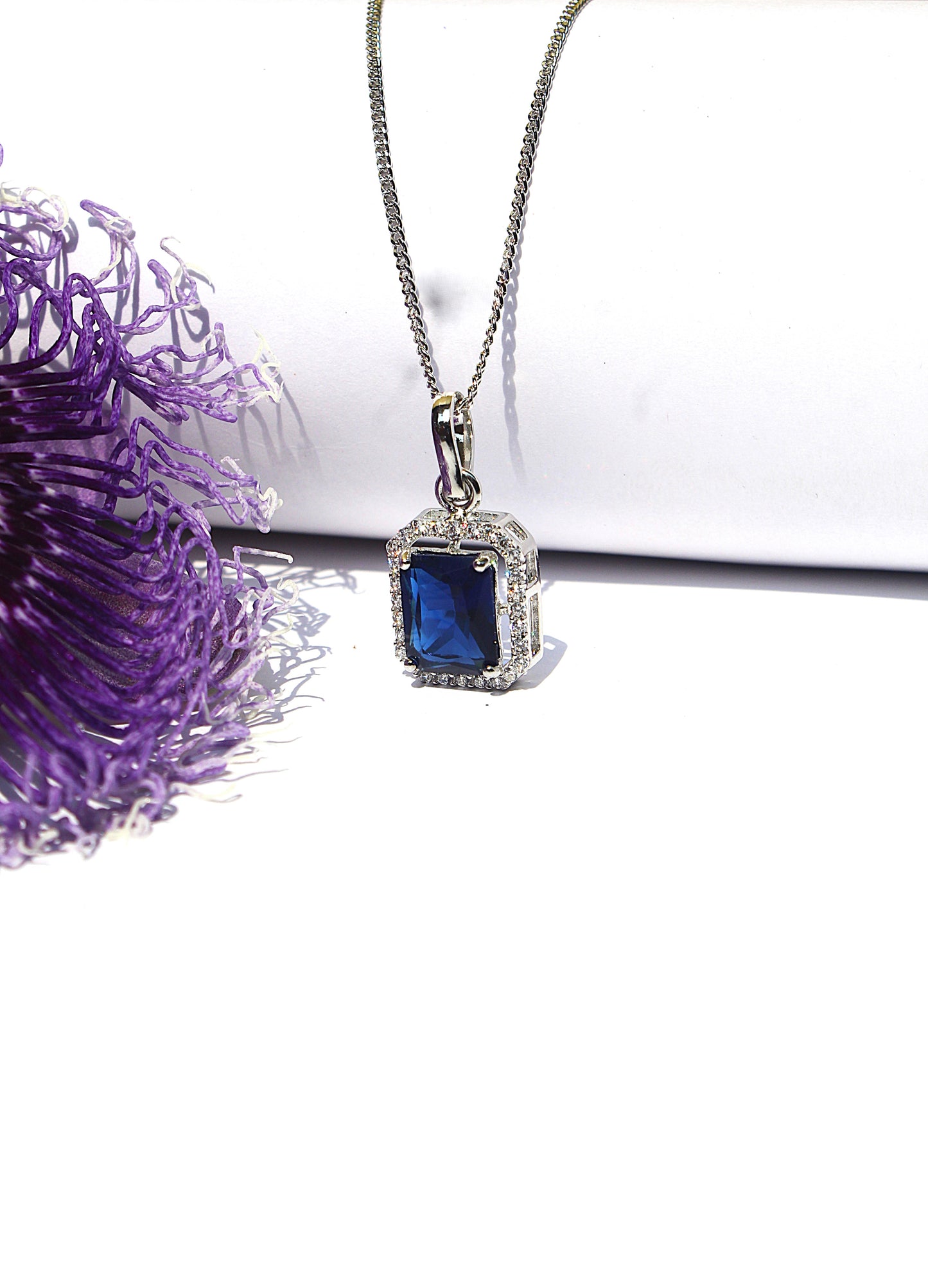 925 silver blue sapphire pendant