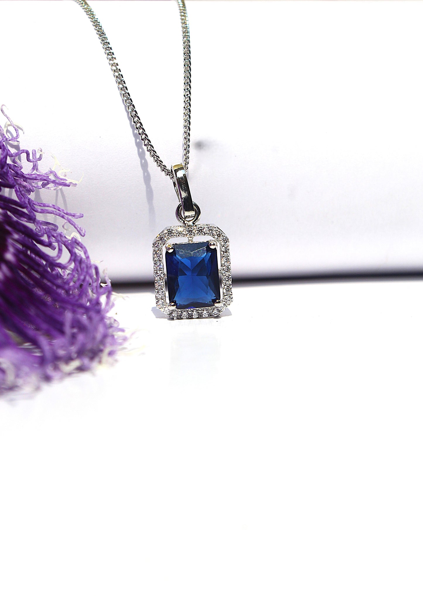 925 silver blue sapphire pendant