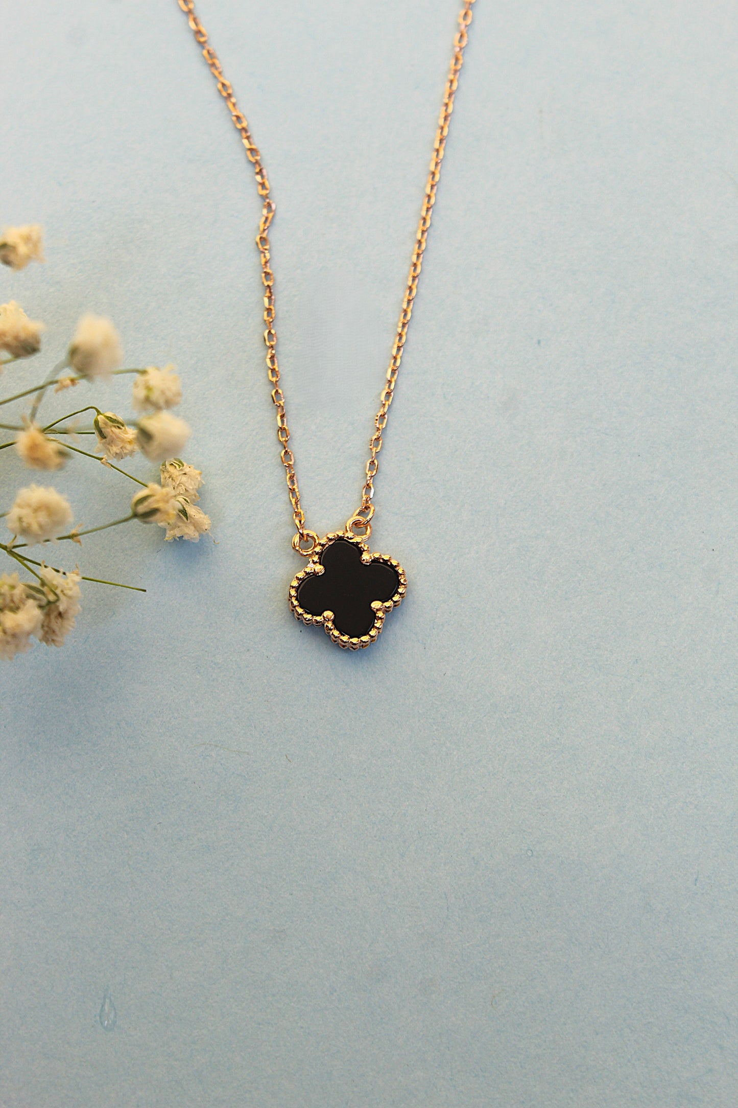 Rose Gold Black Clover Pendant