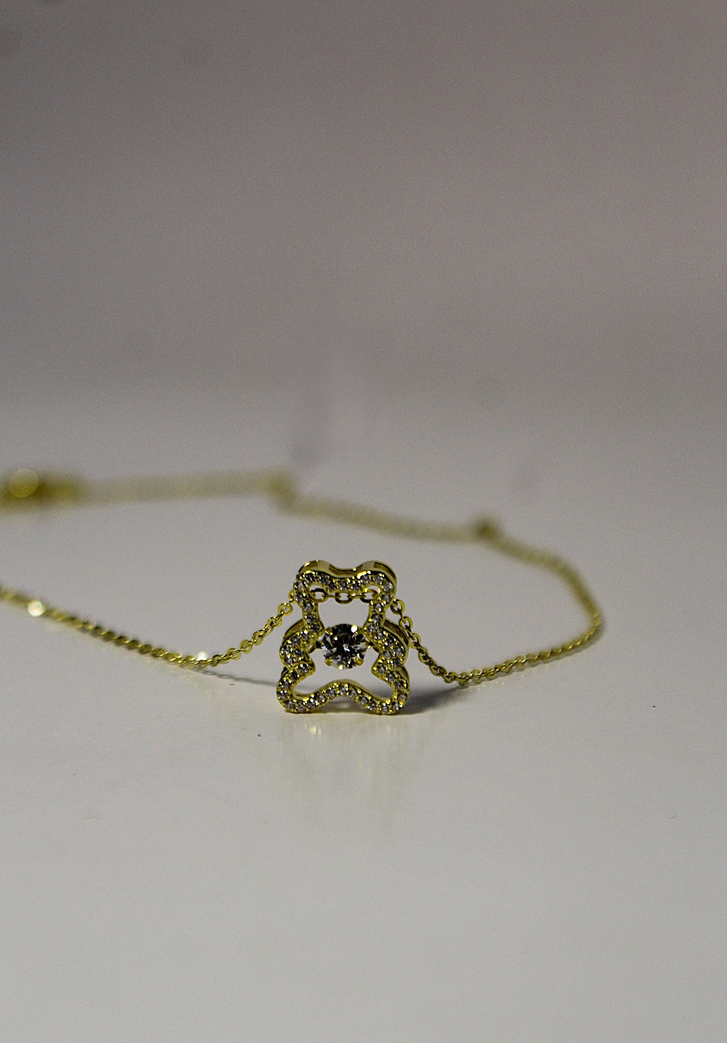 925 Silver Golden Teddy Bear Pendant