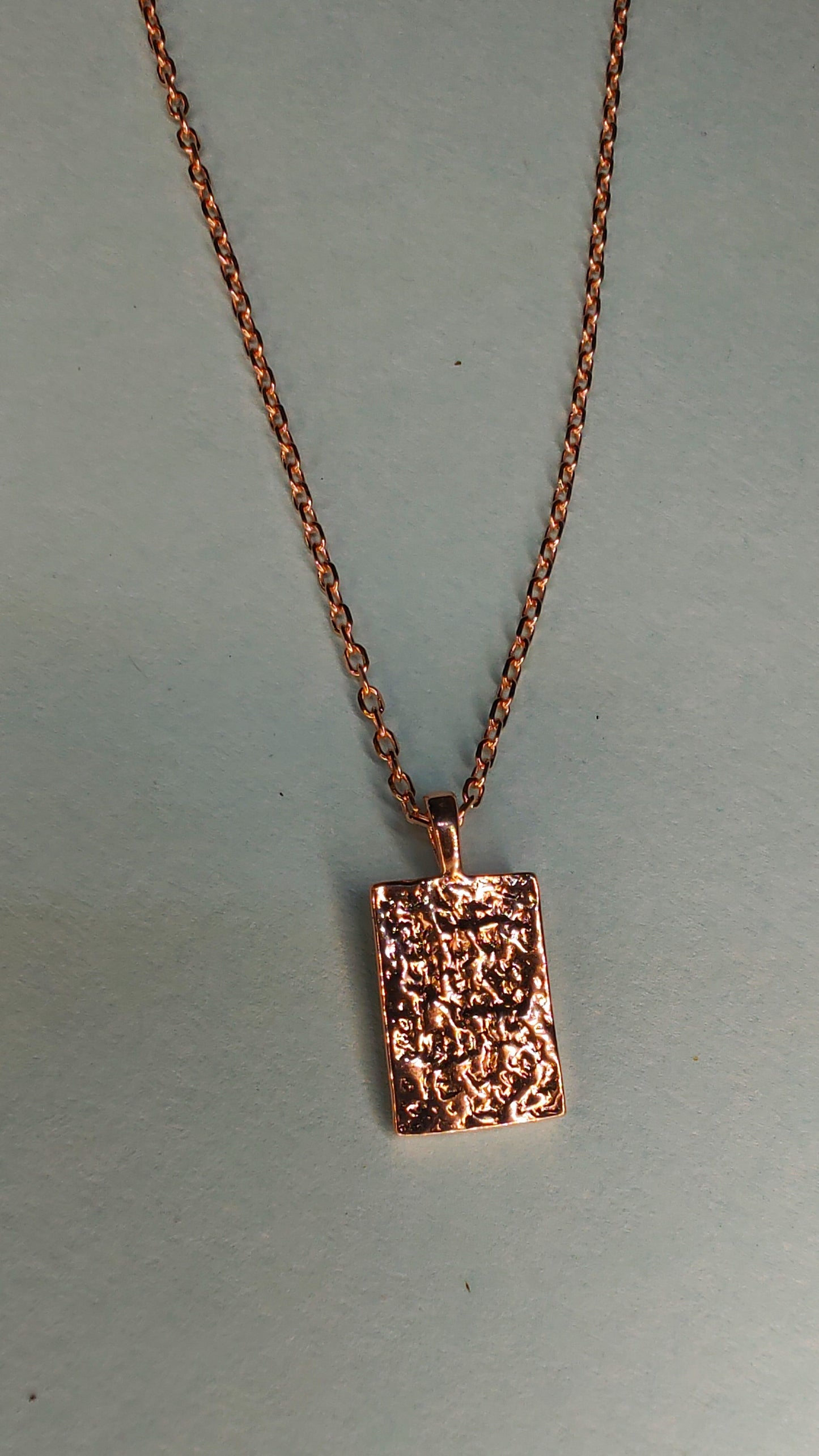 925 Silver Rose Gold Brick Pendant