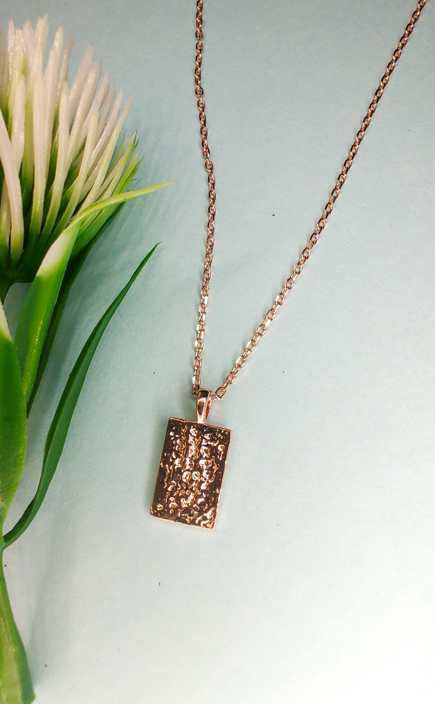 925 Silver Rose Gold Brick Pendant