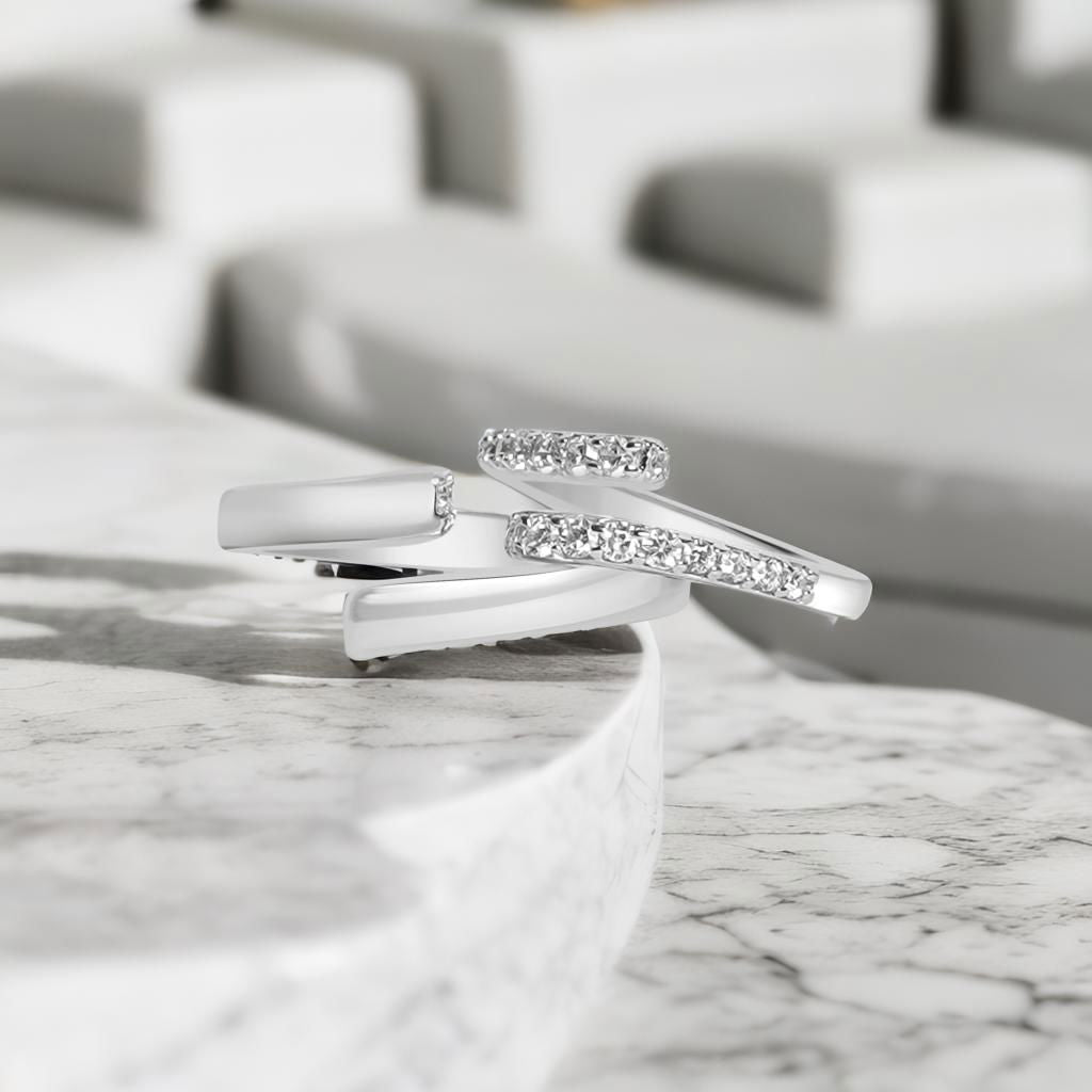 Silver Minimal Curved Couple Ring