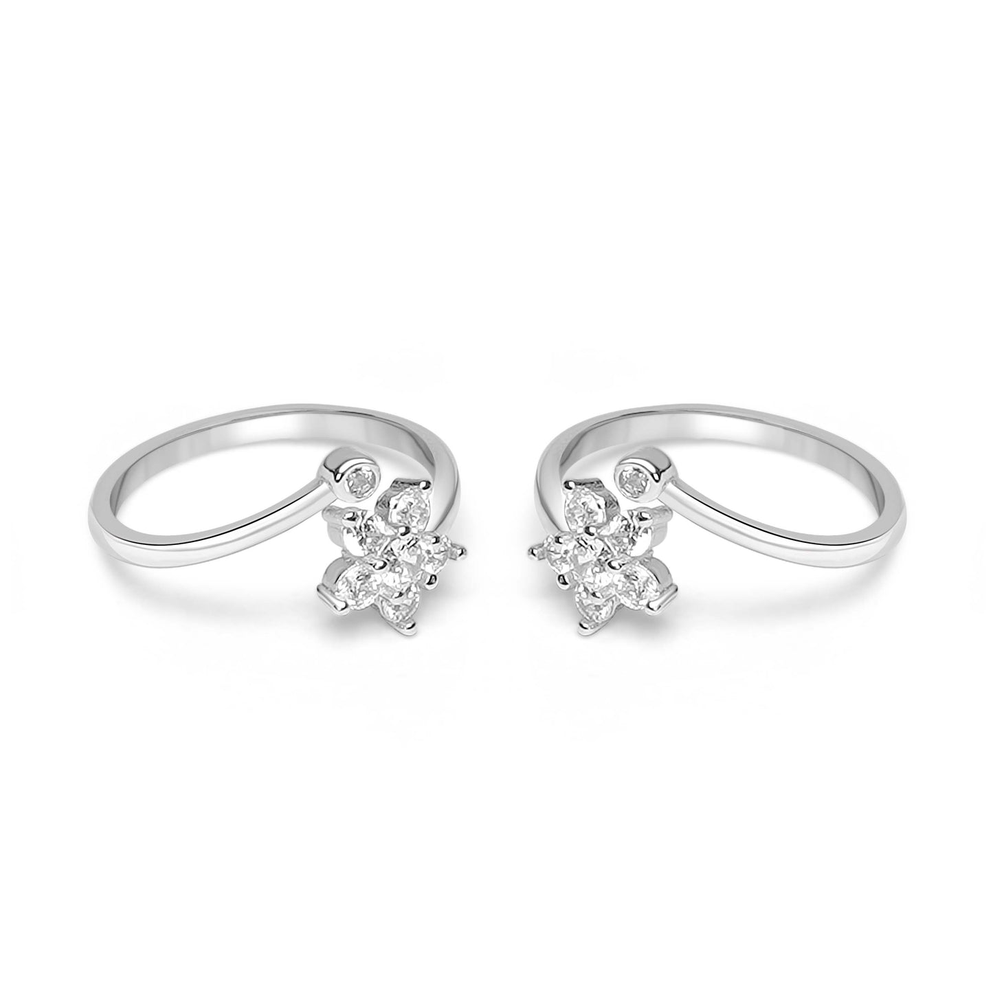 925 Silver Flower Solitaire Toe Ring
