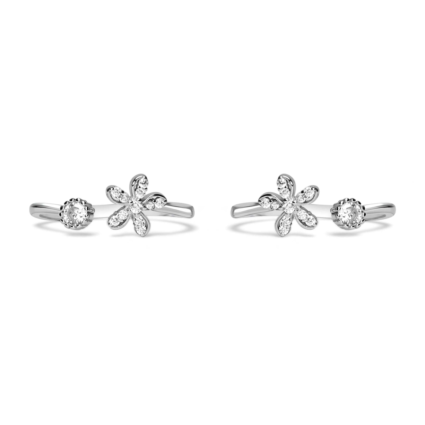 925 Silver Flower Dot Solitaire Toe Ring
