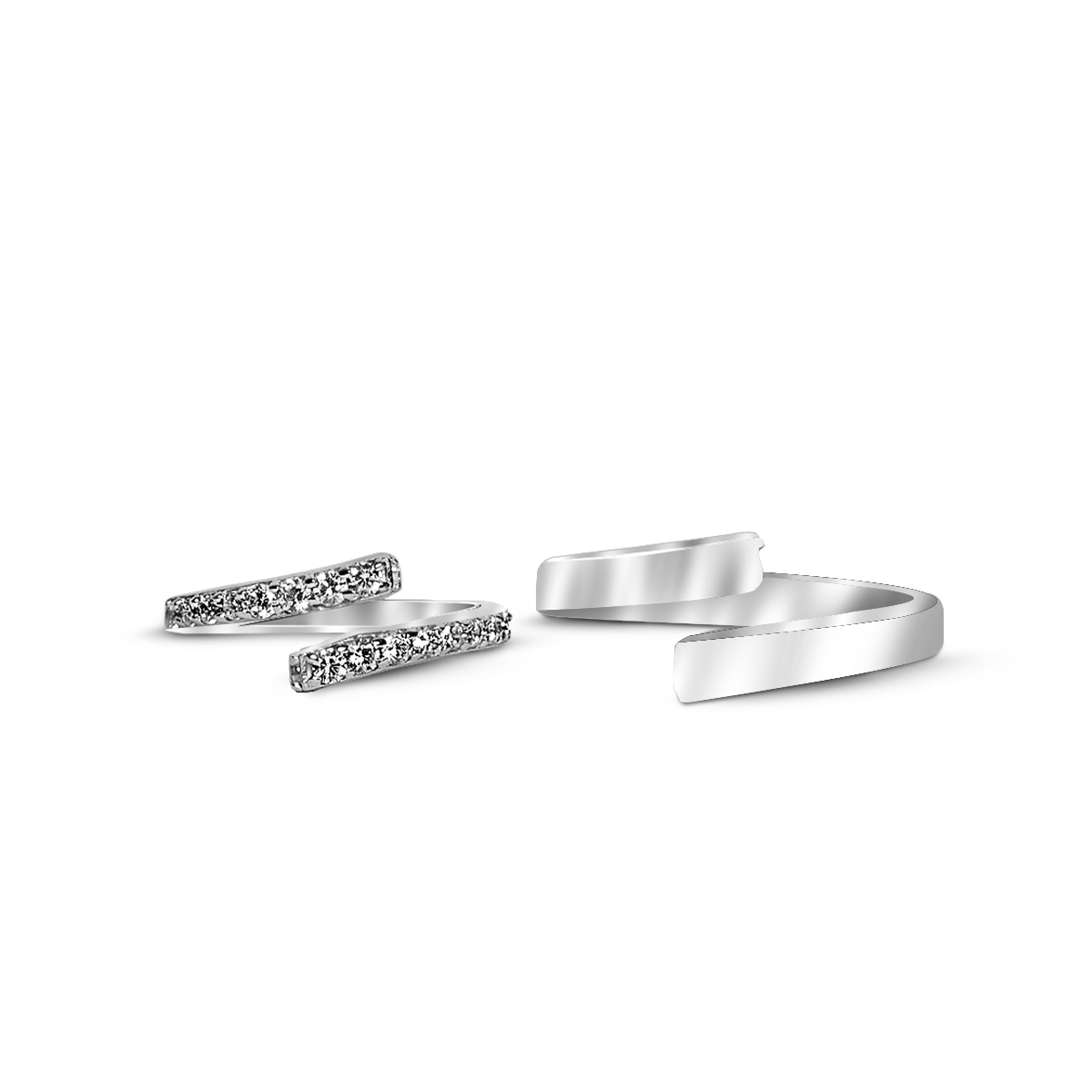 Silver Minimal Curved Couple Ring