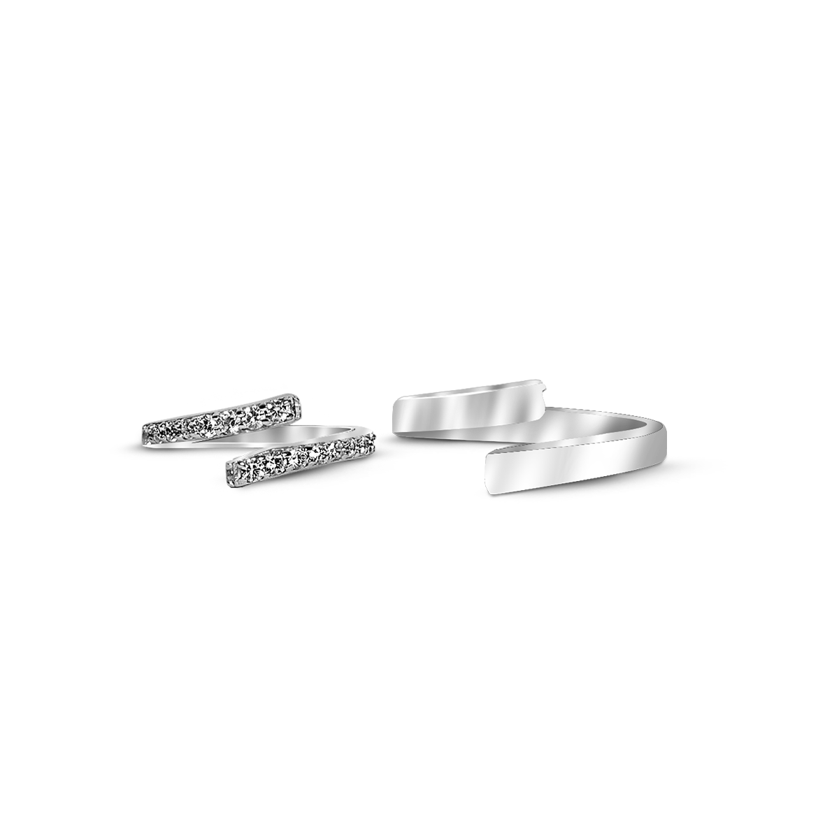 Silver Minimal Curved Couple Ring