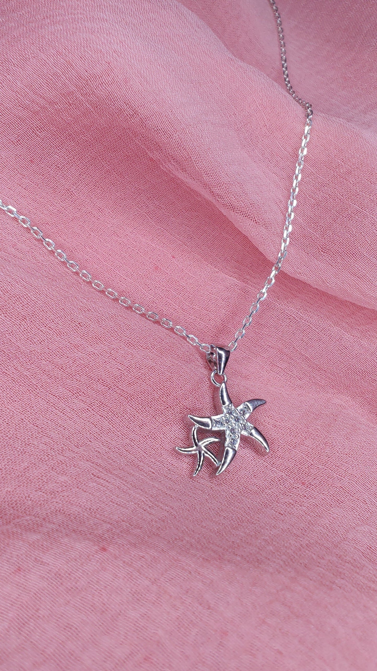 Silver Twin Starfish Pendant