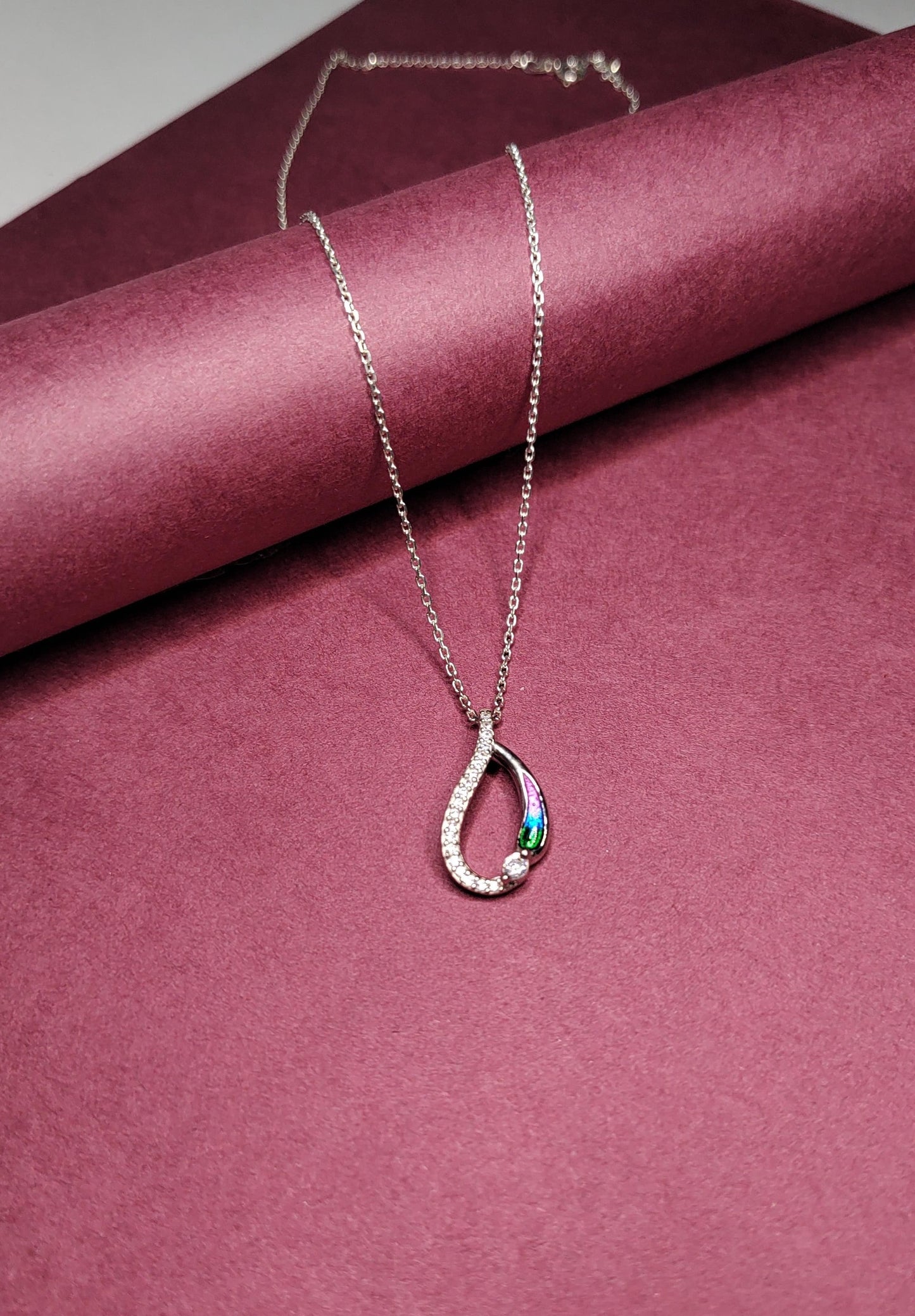 925 Silver Pendant Peacock Blue Stone Pendant