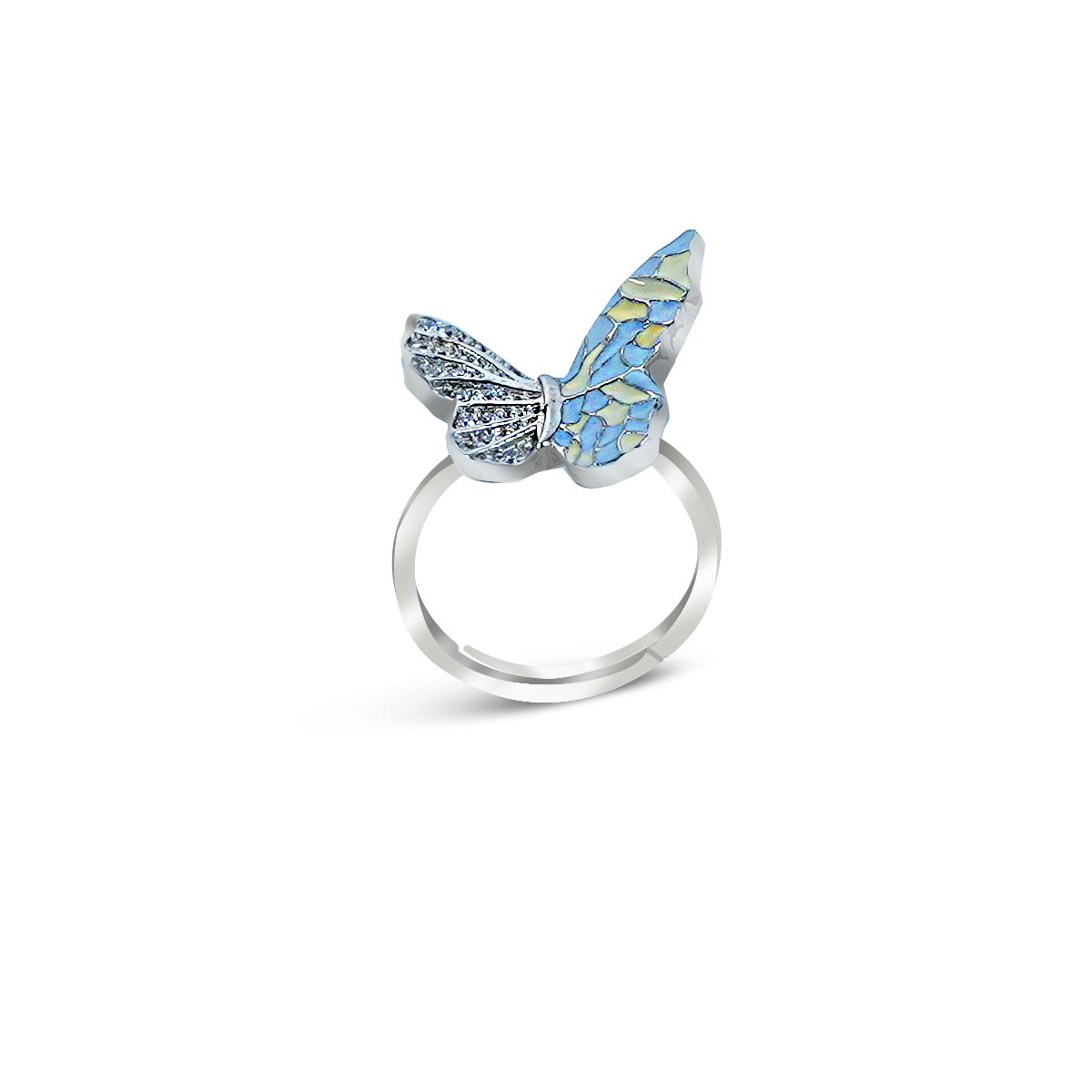 Silver Meenakari Butterfly Ring for DIVAs
