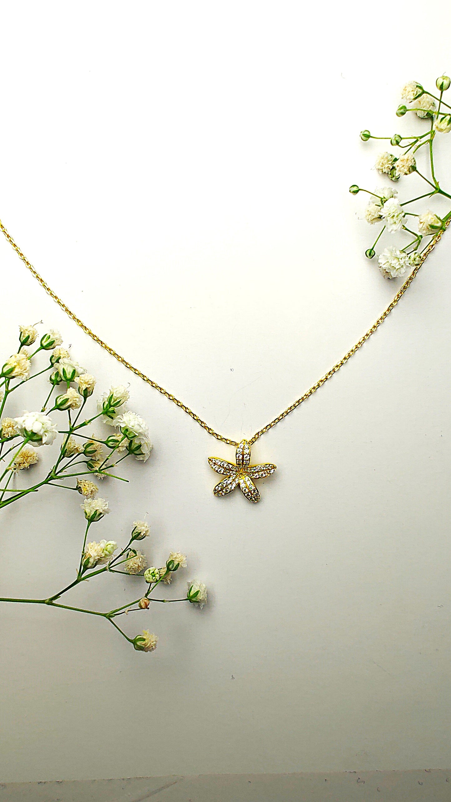925 Silver golden Flower pendant