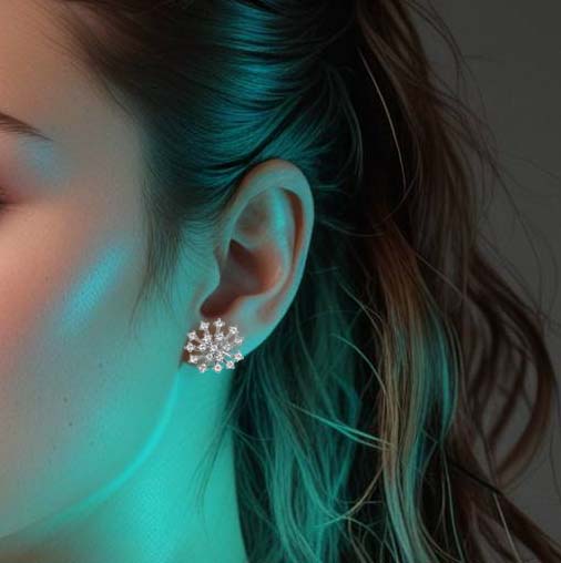Silver Sterling Charming Palm Solitaire Earrings