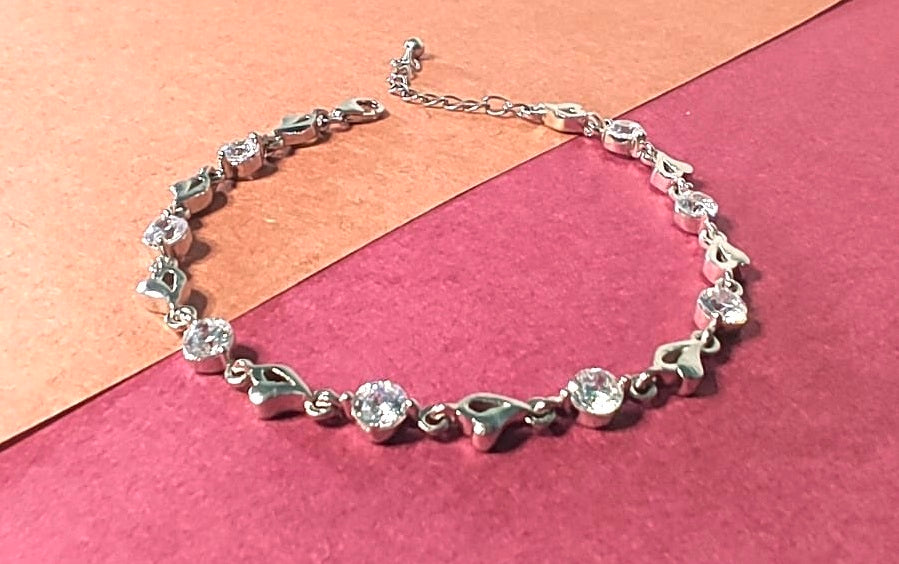 Silver Heart & Gems Harmony Bracelet