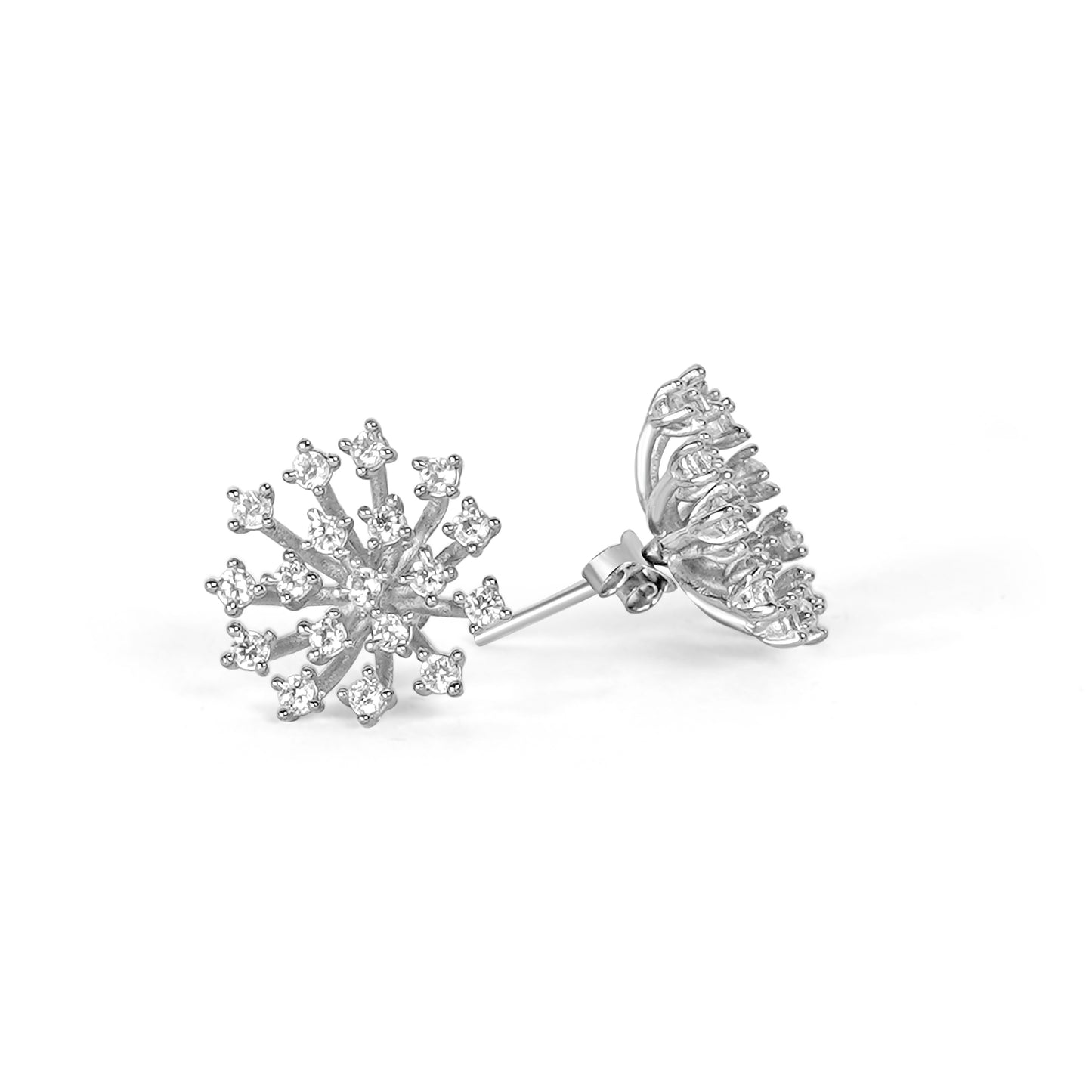 Silver Sterling Charming Palm Solitaire Earrings