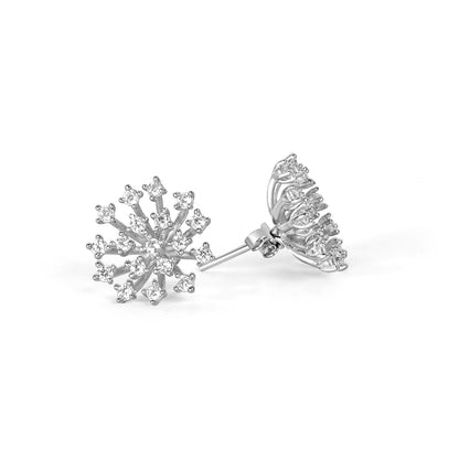 Silver Sterling Charming Palm Solitaire Earrings