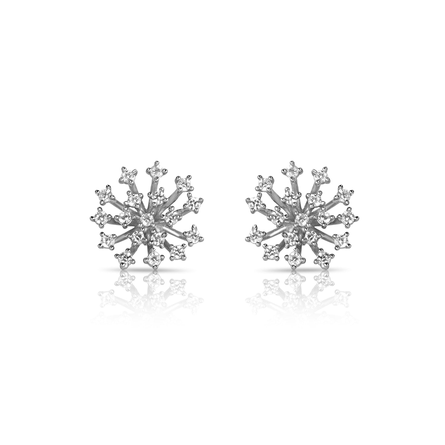 Silver Sterling Charming Palm Solitaire Earrings
