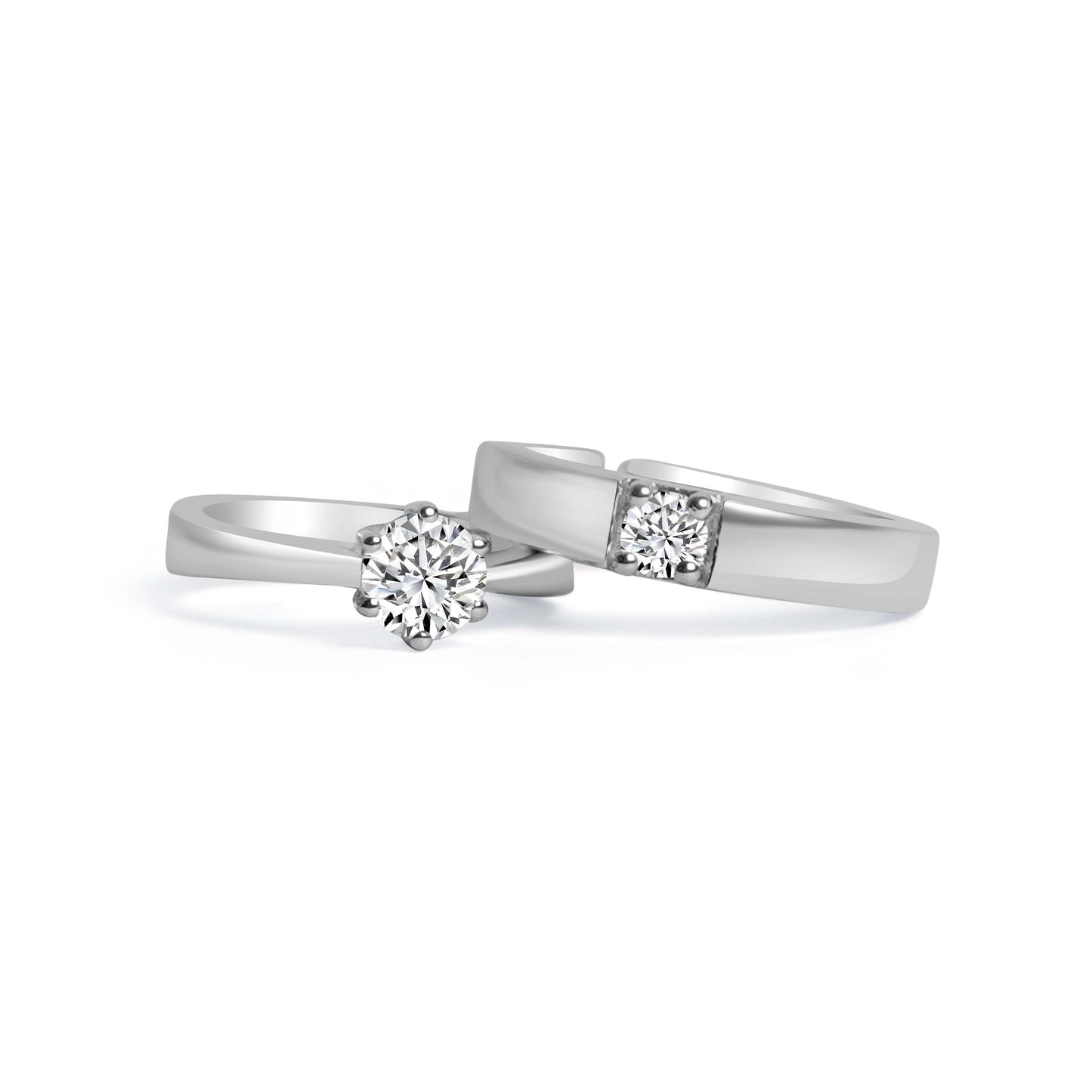 Silver Solitaire Cubic Ring for Couples