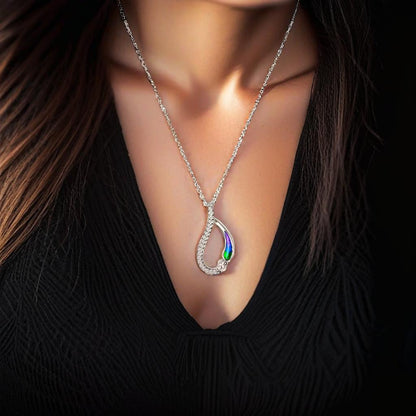925 Silver Pendant Peacock Blue Stone Pendant