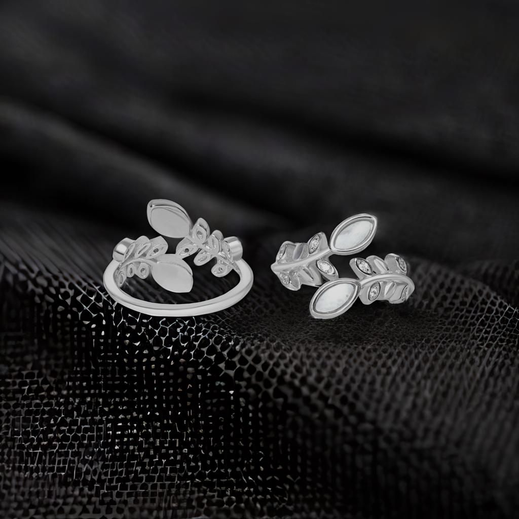925 Silver Flat Pearl Leaf Toe Ring