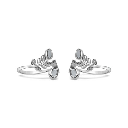 925 Silver Flat Pearl Leaf Toe Ring