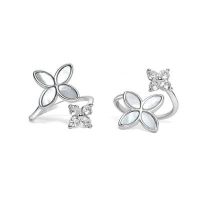 925 Silver Flat Pearl Flower Toe Ring
