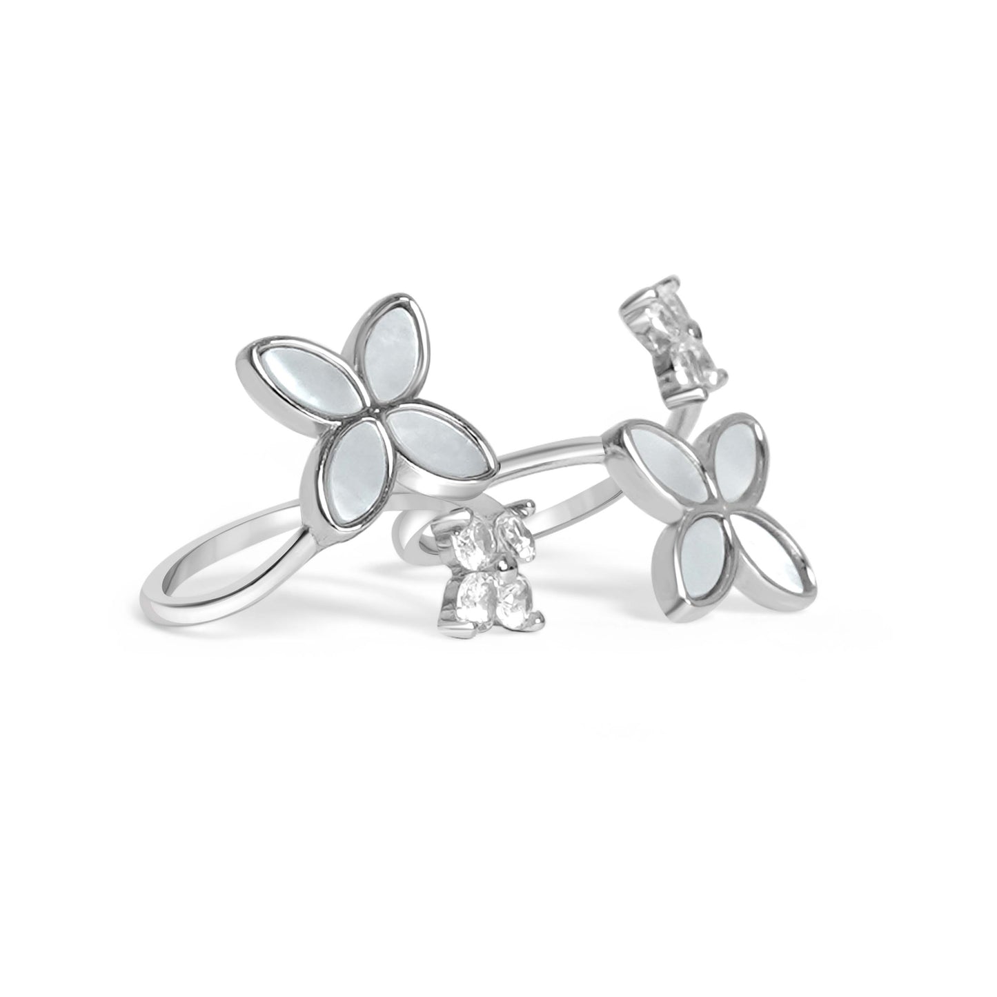 925 Silver Flat Pearl Flower Toe Ring