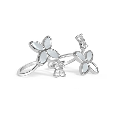 925 Silver Flat Pearl Flower Toe Ring