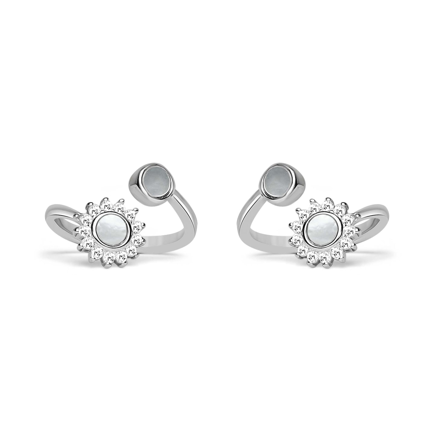 925 Silver Flat Pearl Sun Toe Ring