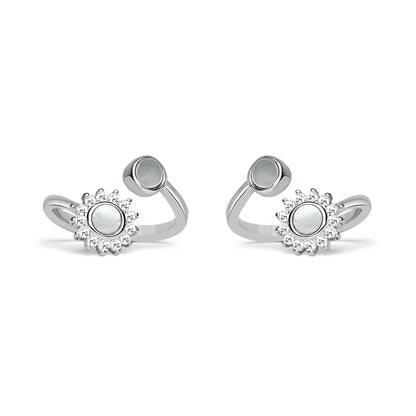 925 Silver Flat Pearl Sun Toe Ring