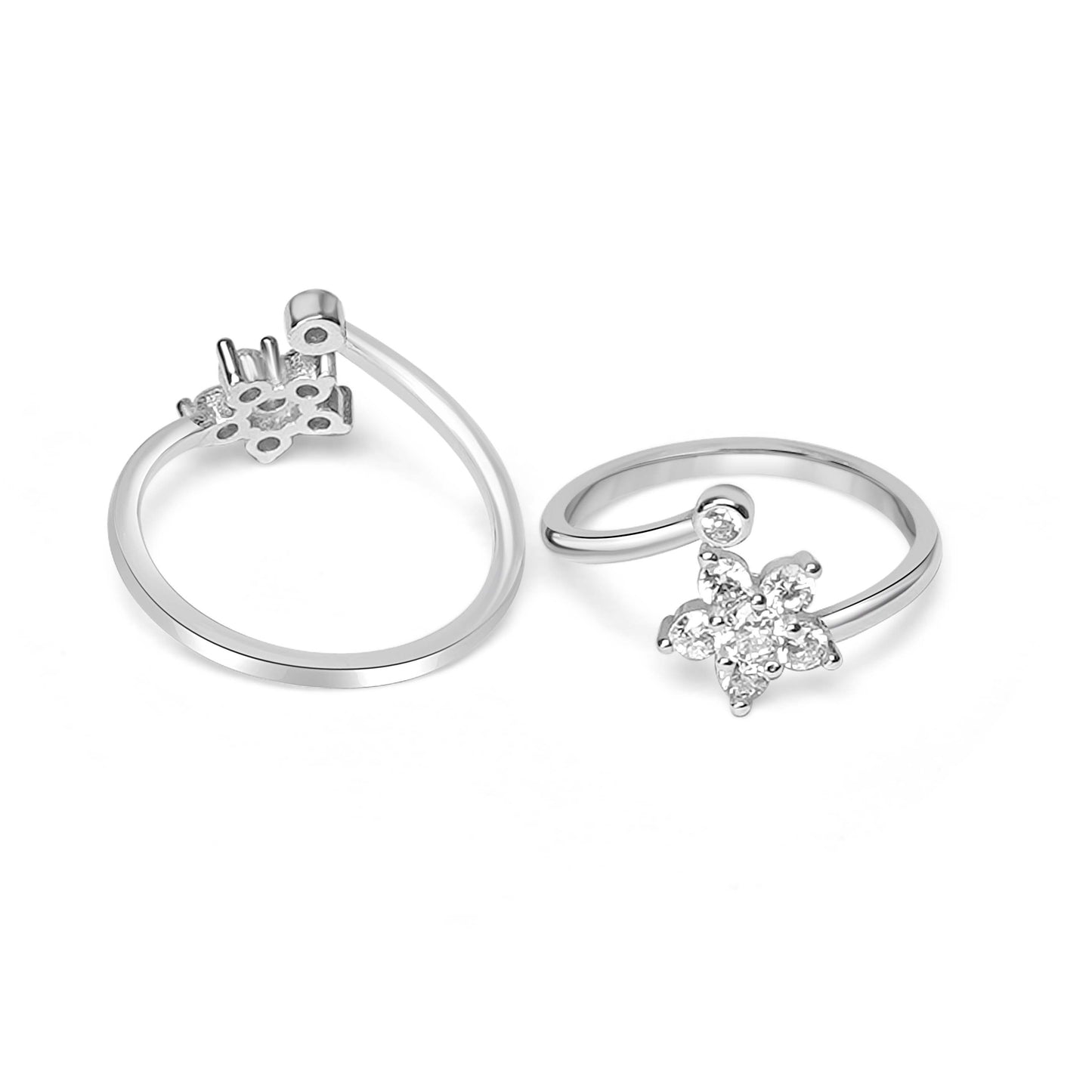 925 Silver Flower Solitaire Toe Ring