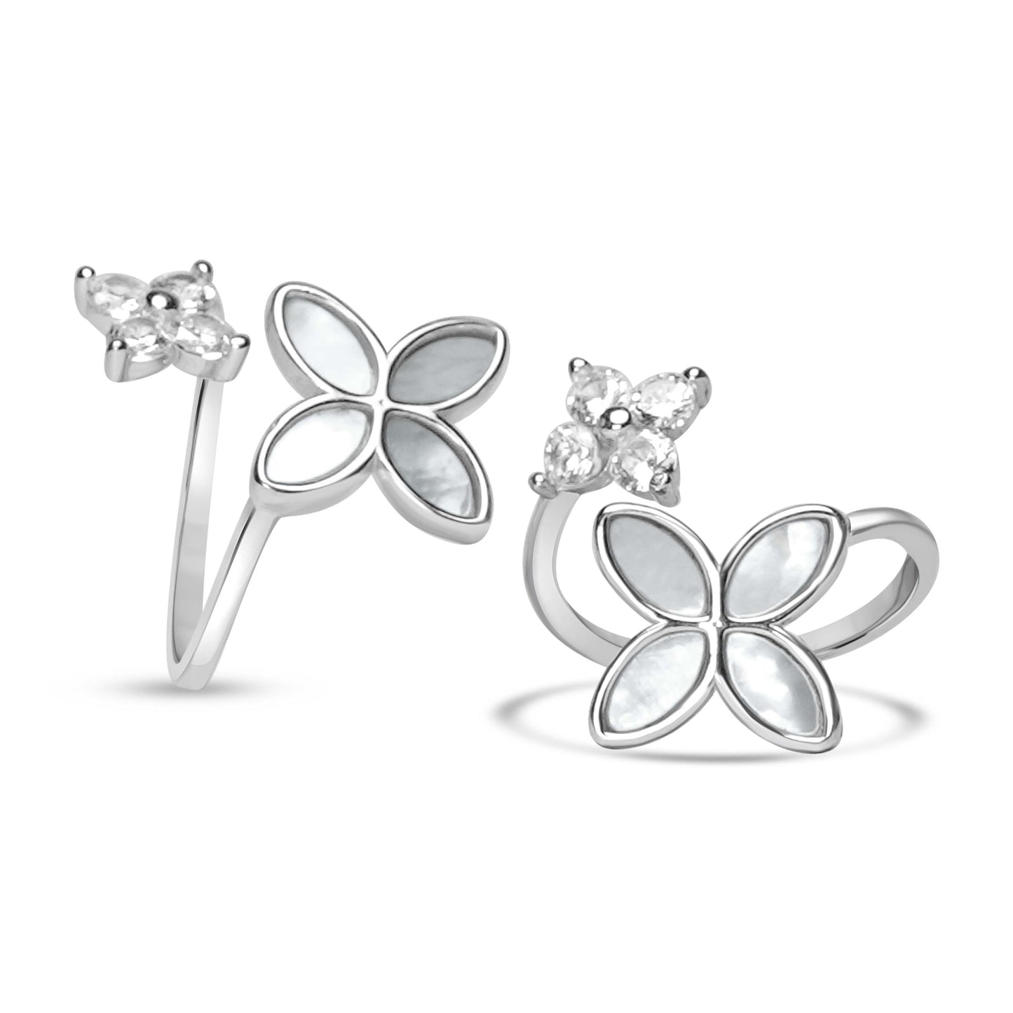 925 Silver Flat Pearl Flower Toe Ring