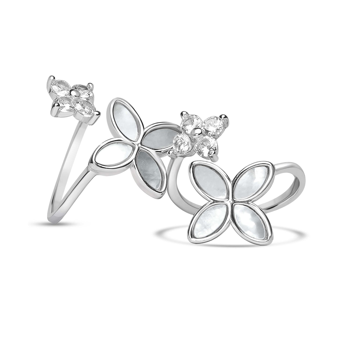 925 Silver Flat Pearl Flower Toe Ring