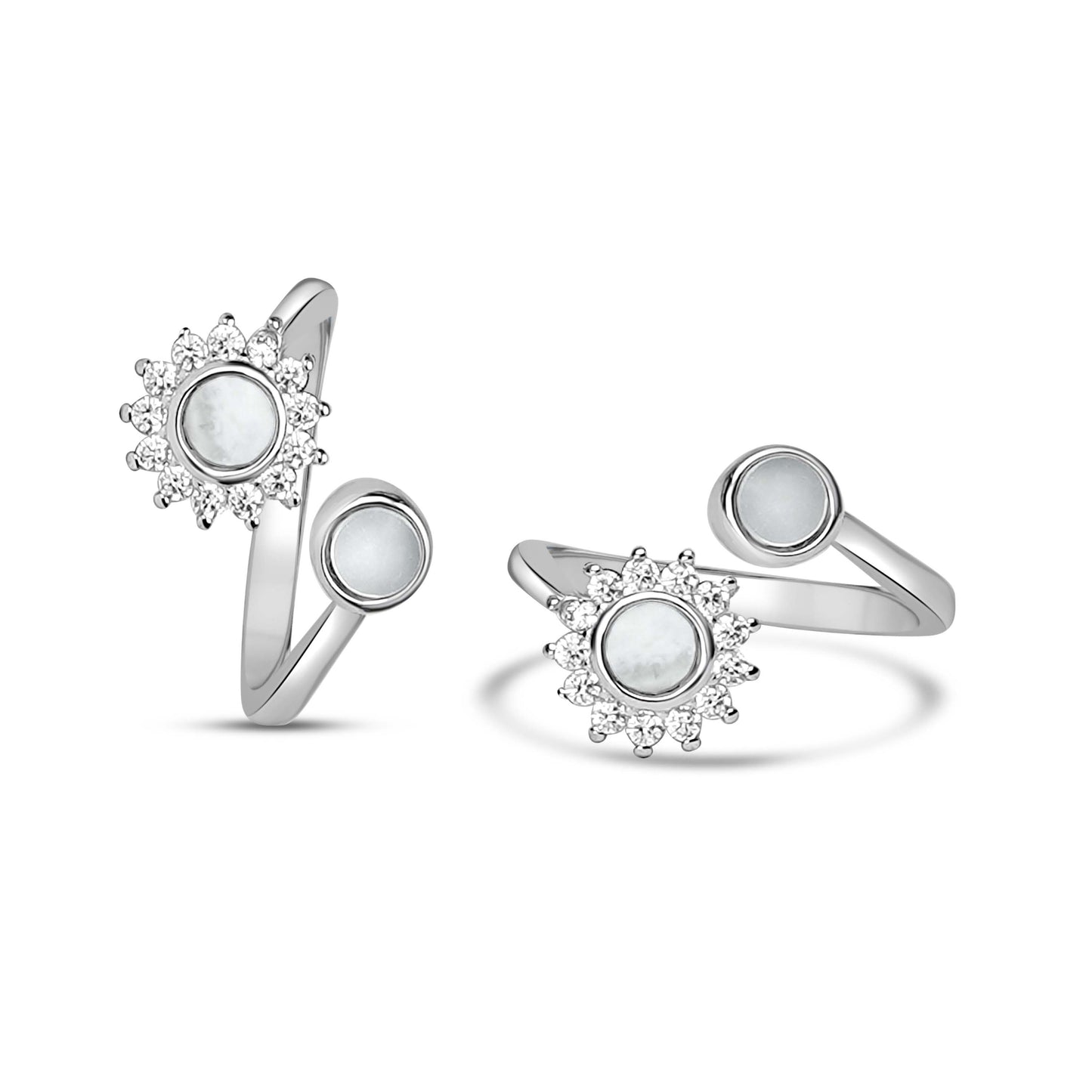 925 Silver Flat Pearl Sun Toe Ring