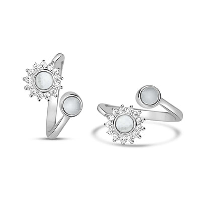 925 Silver Flat Pearl Sun Toe Ring