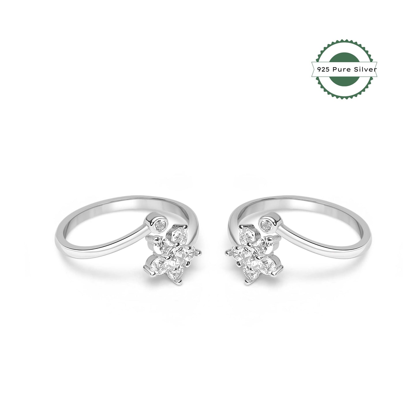 925 Silver Flower Solitaire Toe Ring