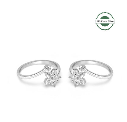 925 Silver Flower Solitaire Toe Ring